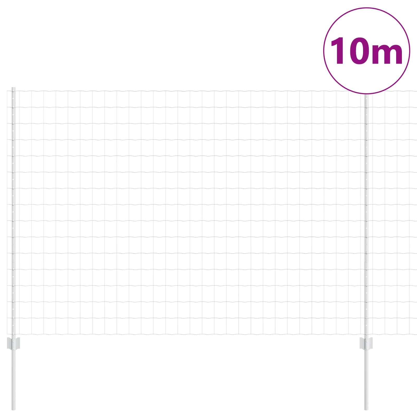 Fence with Post Silver 1.5 x 10 m Steel