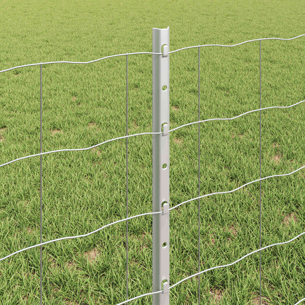 Fence with Post Silver 0.6 x 10 m Steel
