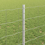 Fence with Post Silver 0.8 x 10 m Steel