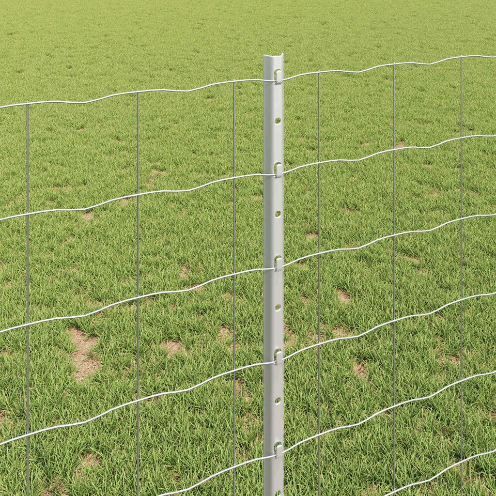 Fence with Post Silver 1 x 10 m Steel