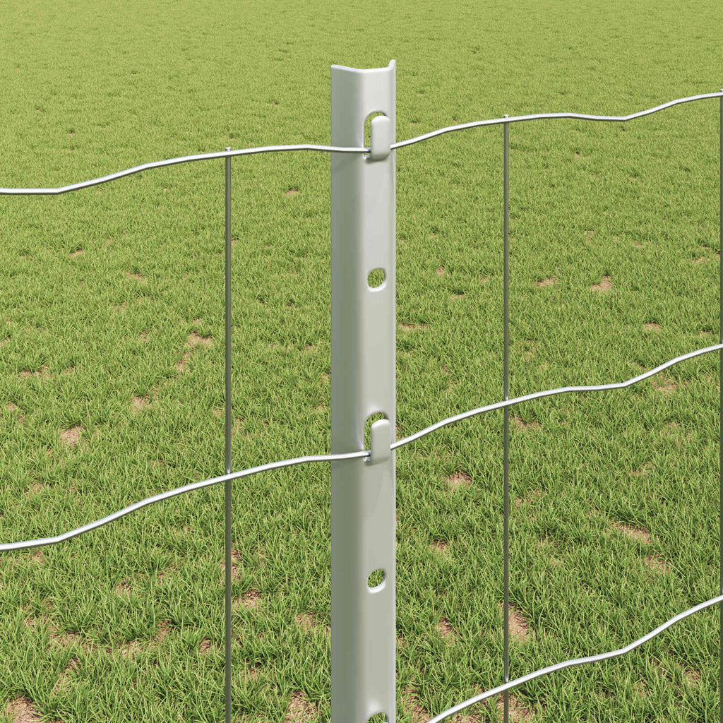 Fence with Post Silver 1.2 x 10 m Steel