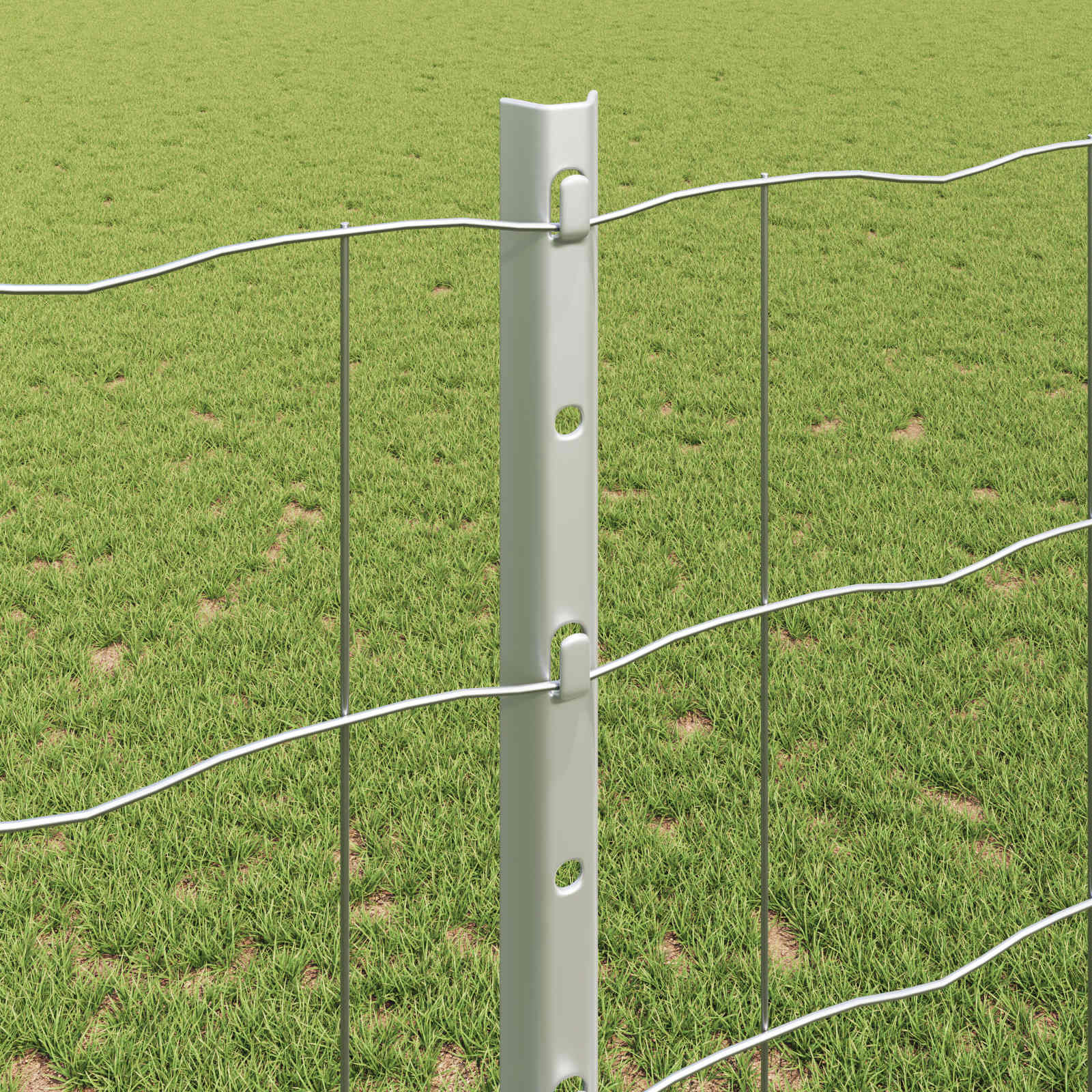 Fence with Post Silver 1.2 x 10 m Steel