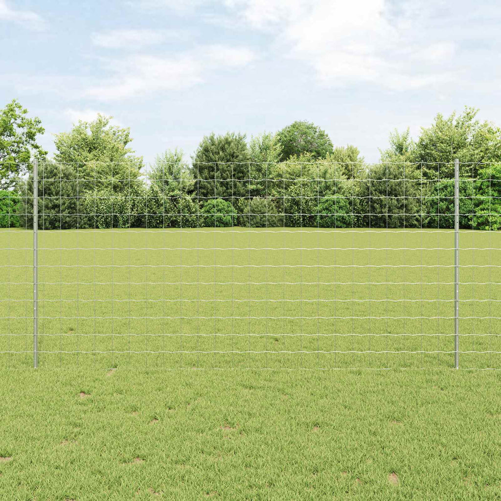 Fence with Post Silver 1.2 x 10 m Steel