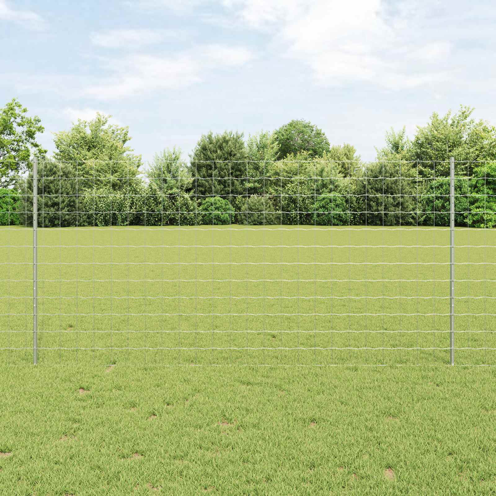 Fence with Post Silver 1.2 x 10 m Steel