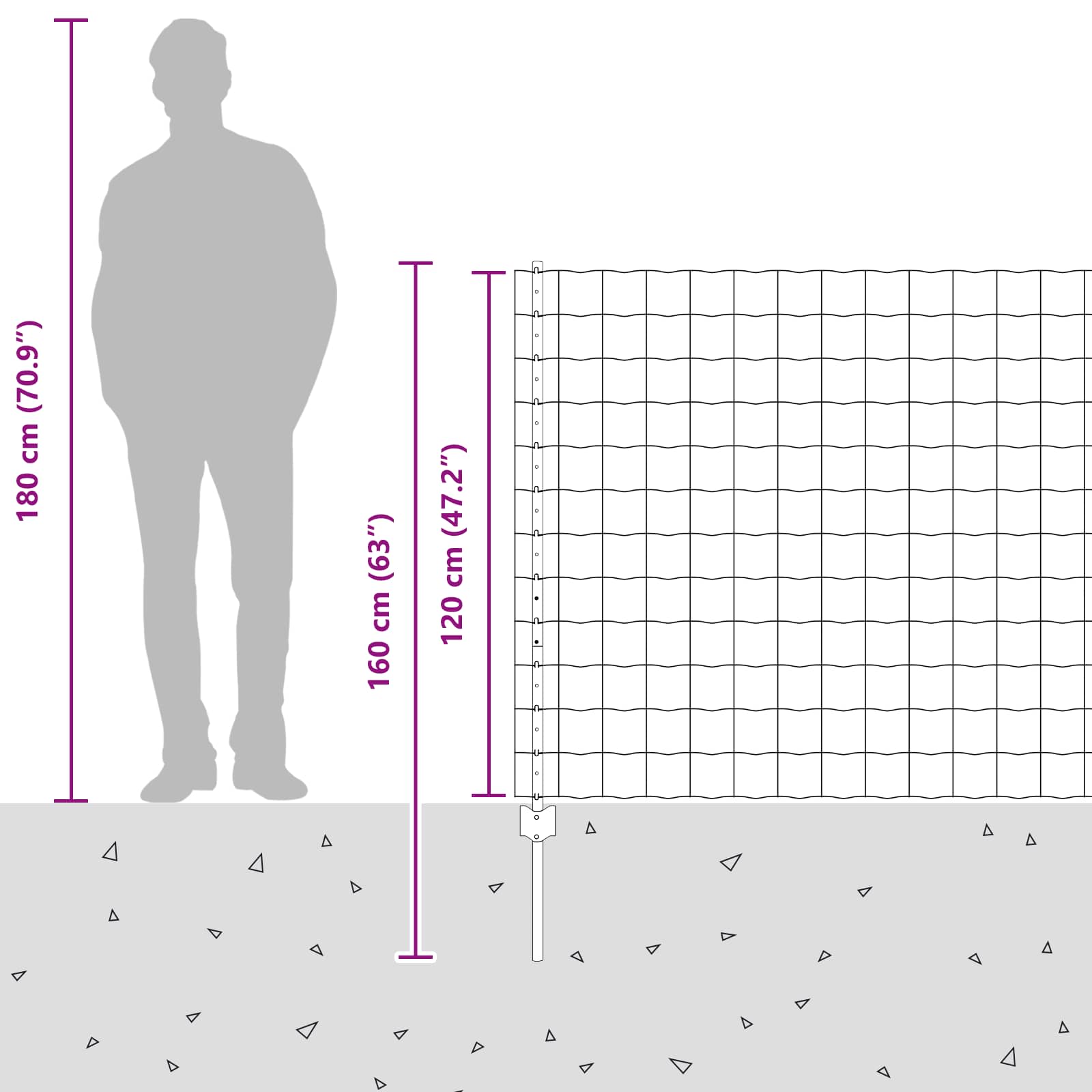 Fence with Post Silver 1.2 x 10 m Steel
