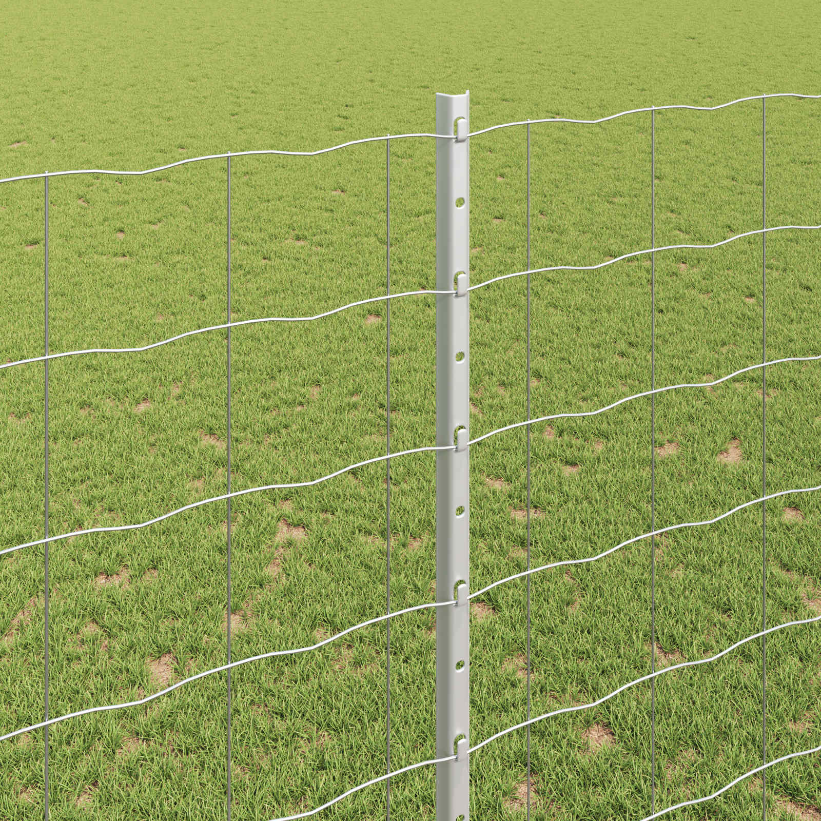 Fence with Post Silver 1.5 x 10 m Steel