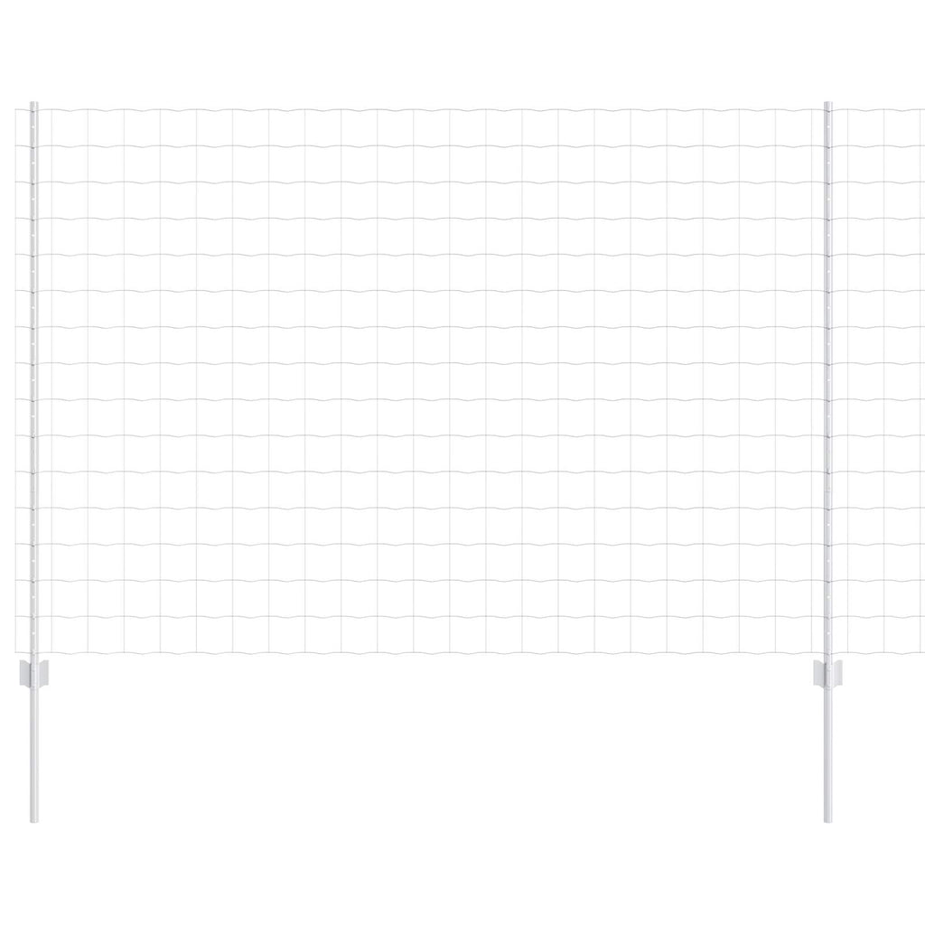 Fence with Post Silver 1.5 x 10 m Steel