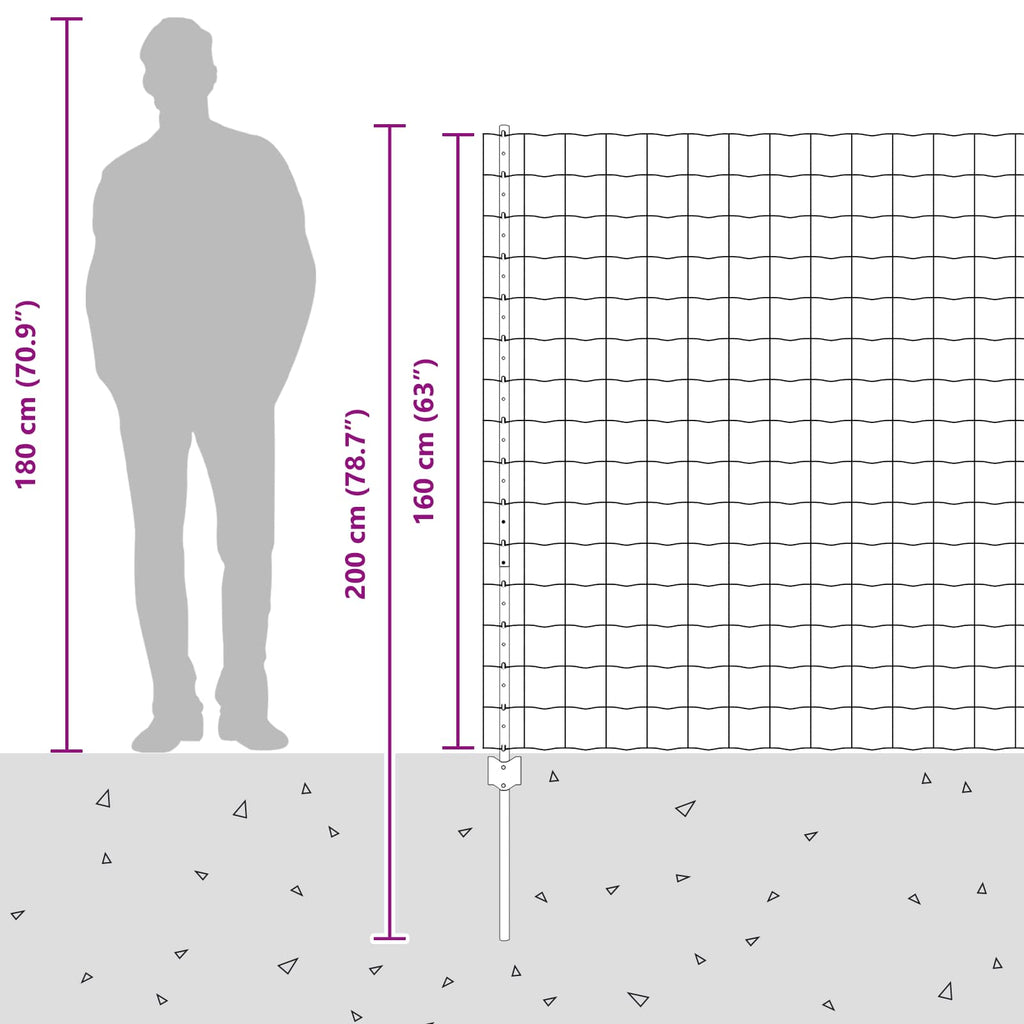 Fence with Post Silver 1.6 x 10 m Steel