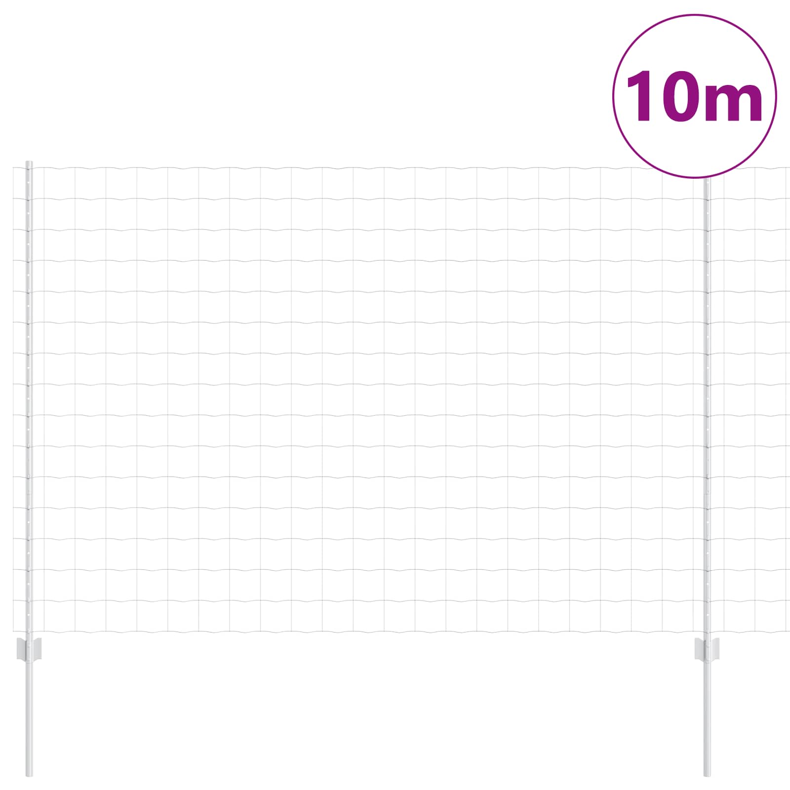 Fence with Post Silver 1.6 x 10 m Steel