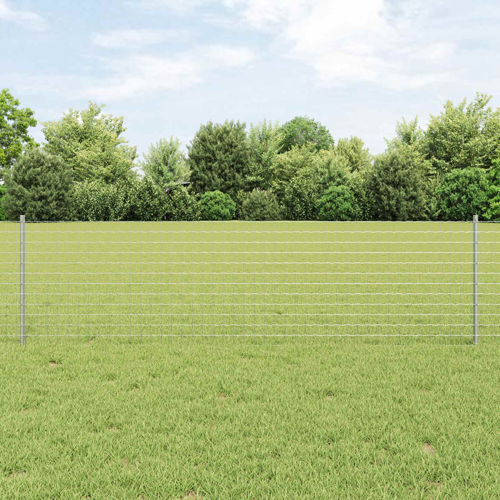 Fence with Post Silver 0.6 x 25 m Steel