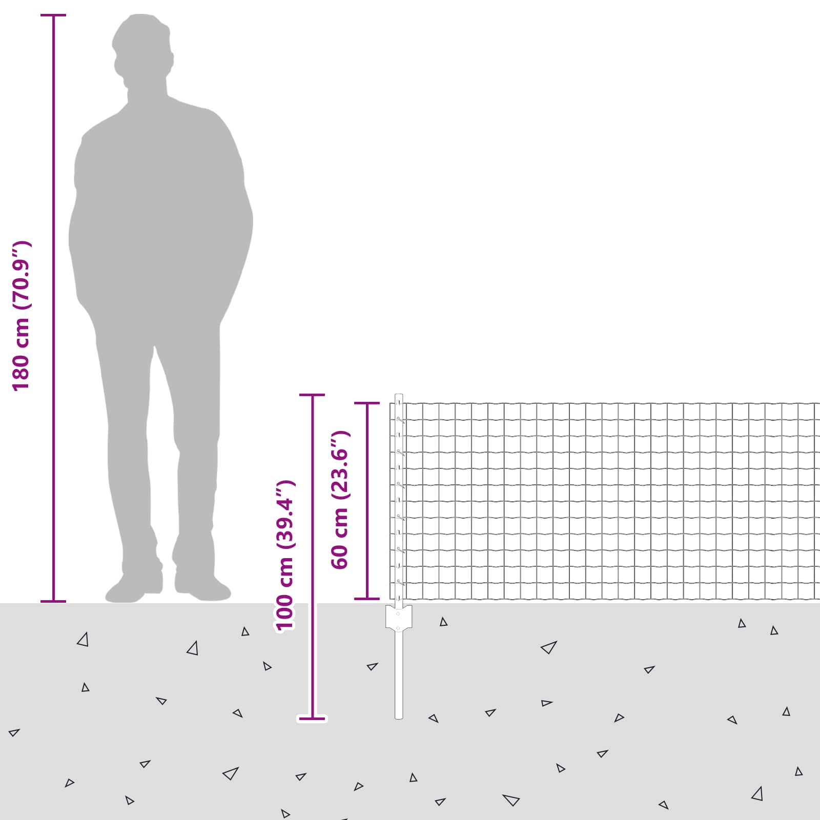 Fence with Post Silver 0.6 x 25 m Steel