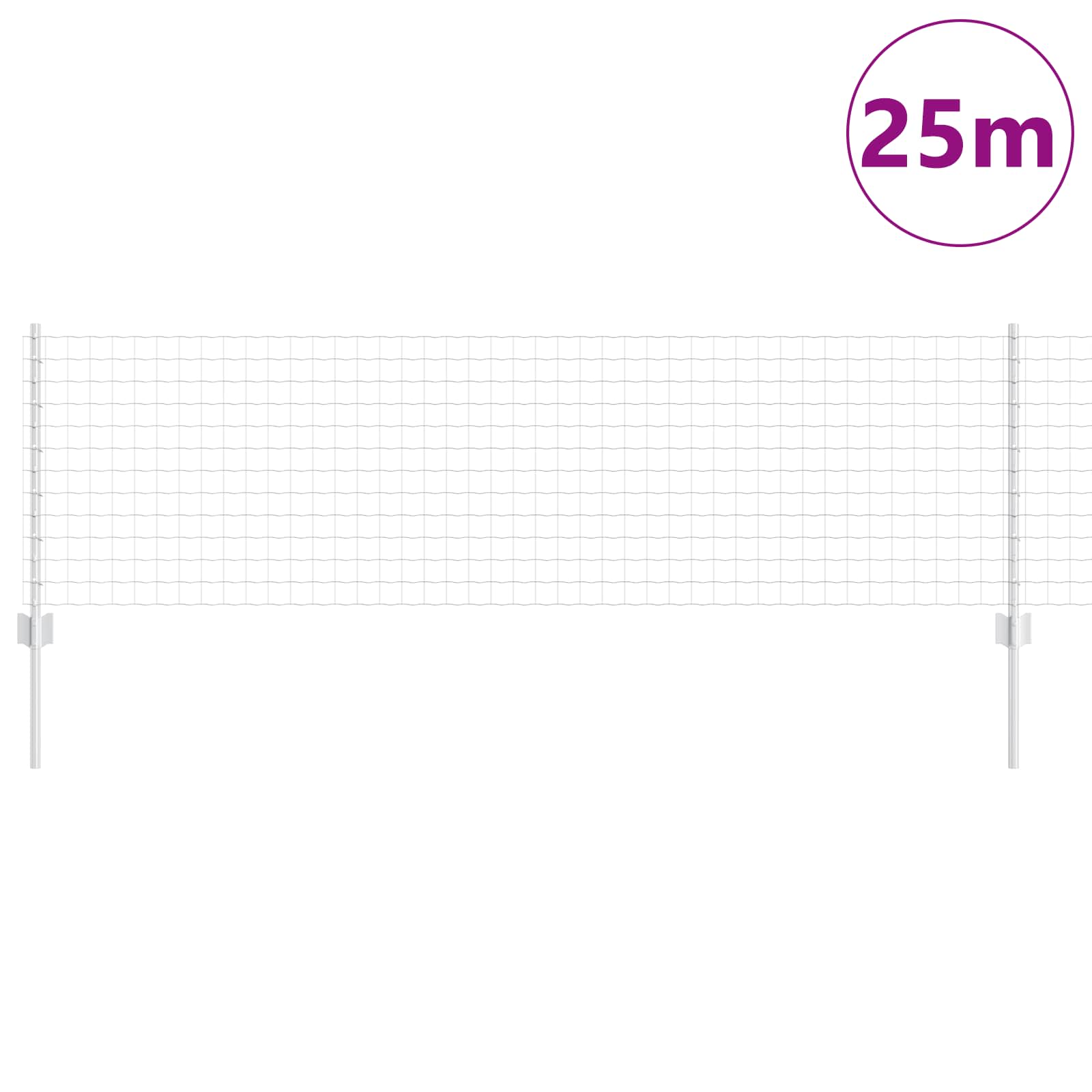 Fence with Post Silver 0.6 x 25 m Steel