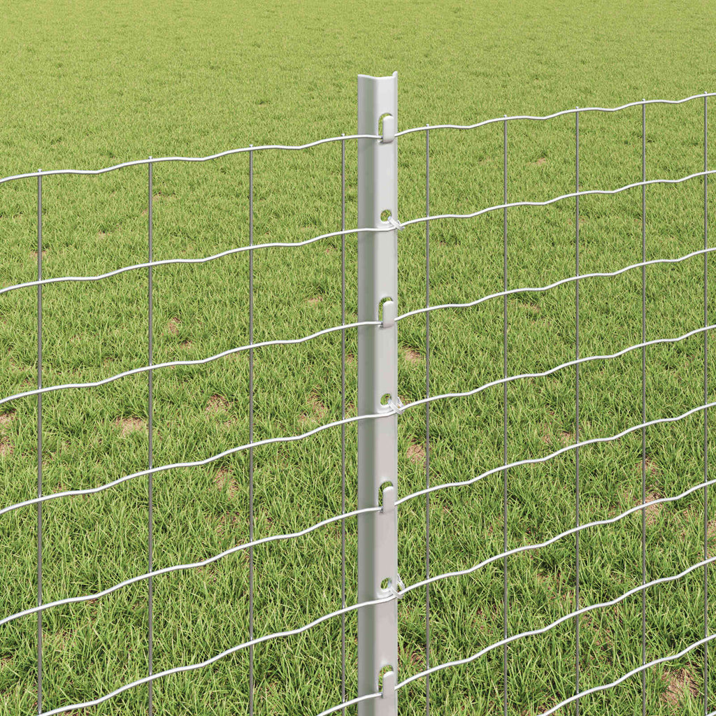 Fence with Post Silver 0.8 x 25 m Steel
