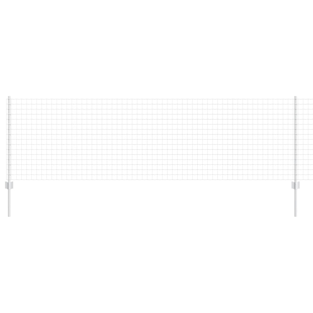 Fence with Post Silver 0.8 x 25 m Steel