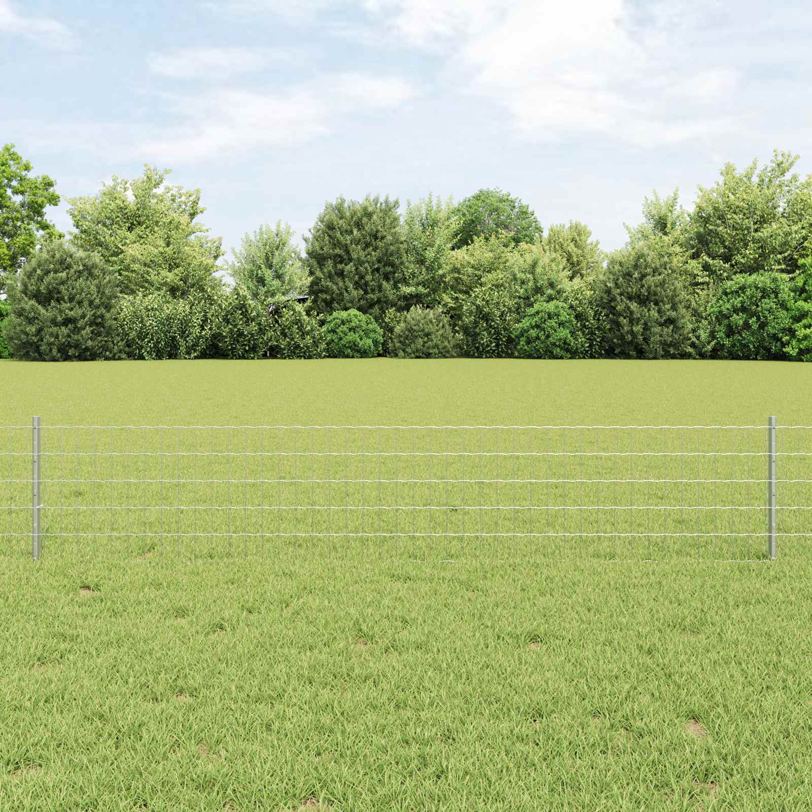 Fence with Post Silver 0.4 x 25 m Steel