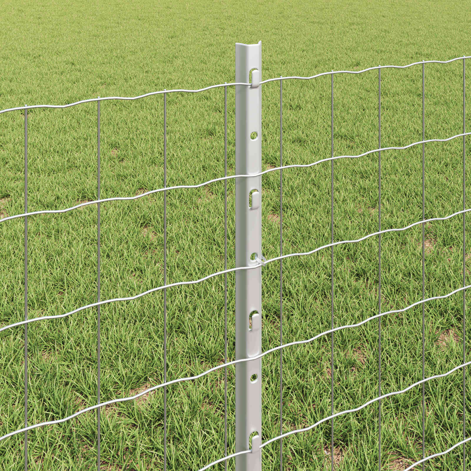 Fence with Post Silver 0.6 x 25 m Steel
