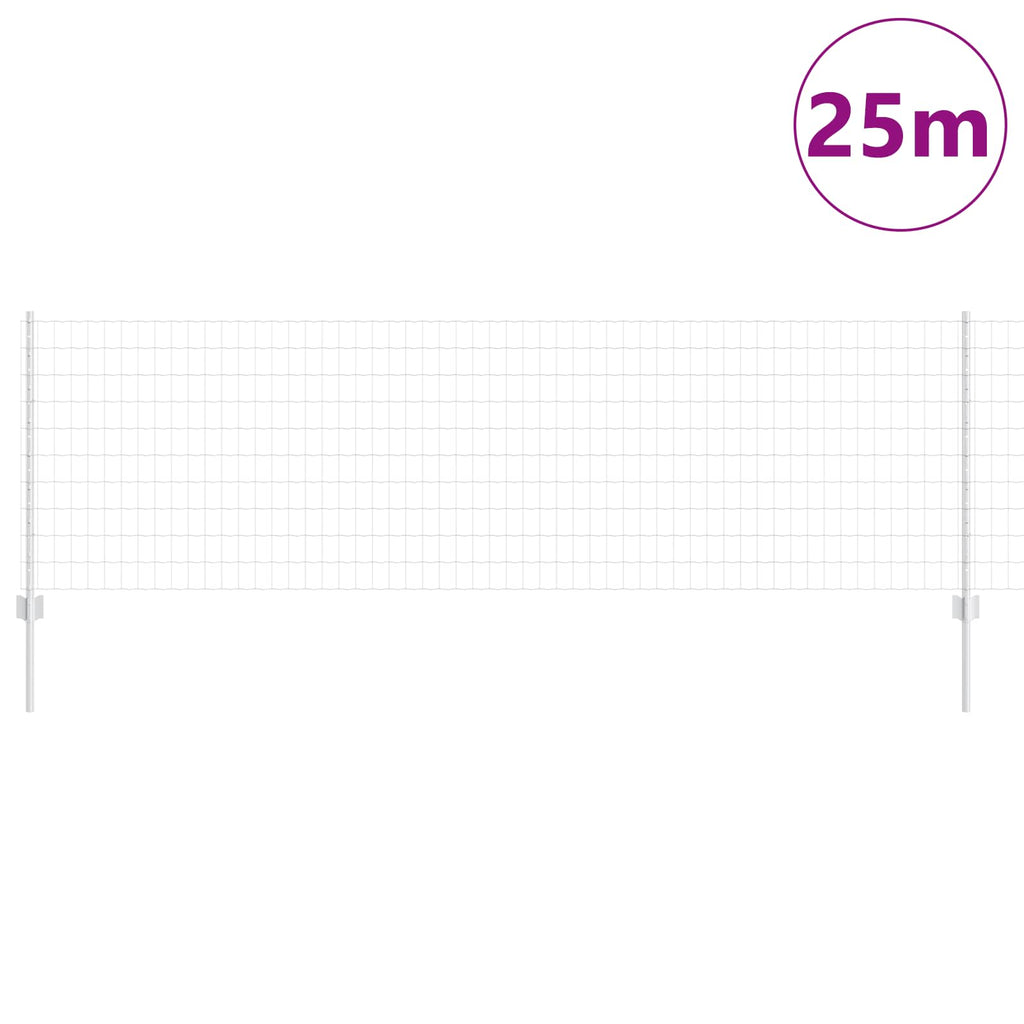 Fence with Post Silver 0.8 x 25 m Steel