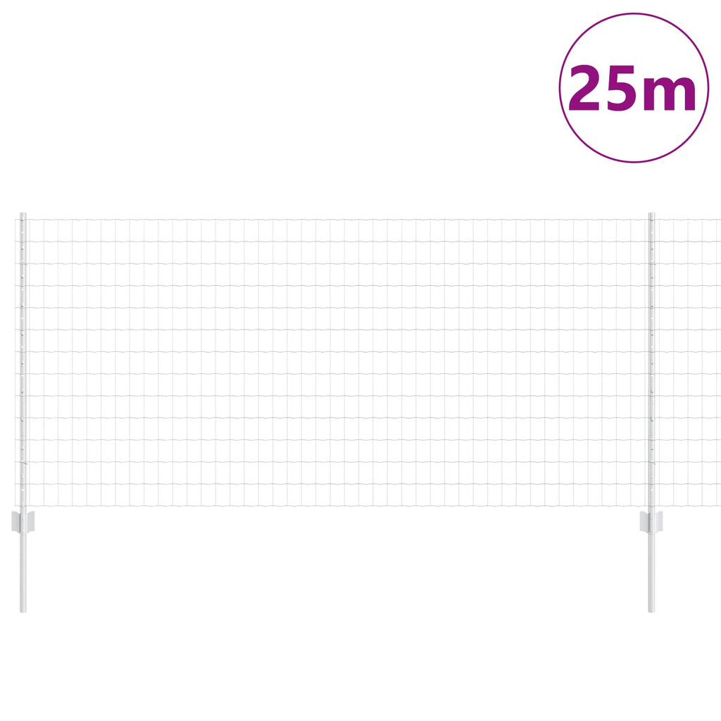 Fence with Post Silver 1 x 25 m Steel