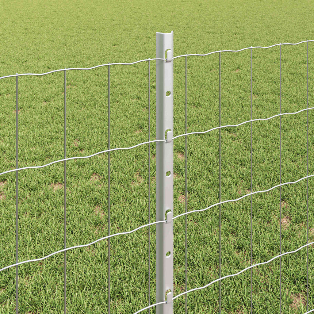 Fence with Post Silver 0.8 x 25 m Steel