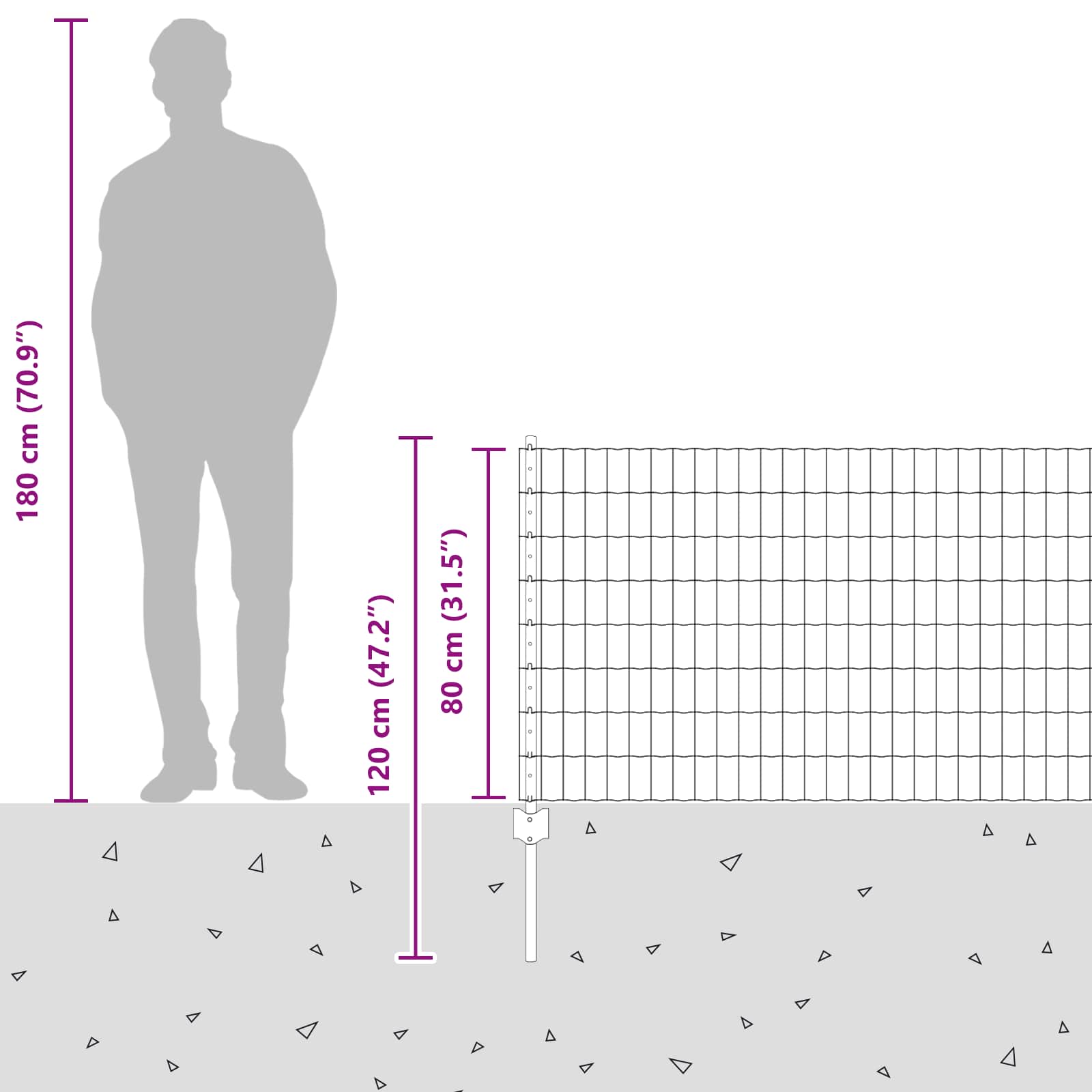 Fence with Post Silver 0.8 x 25 m Steel
