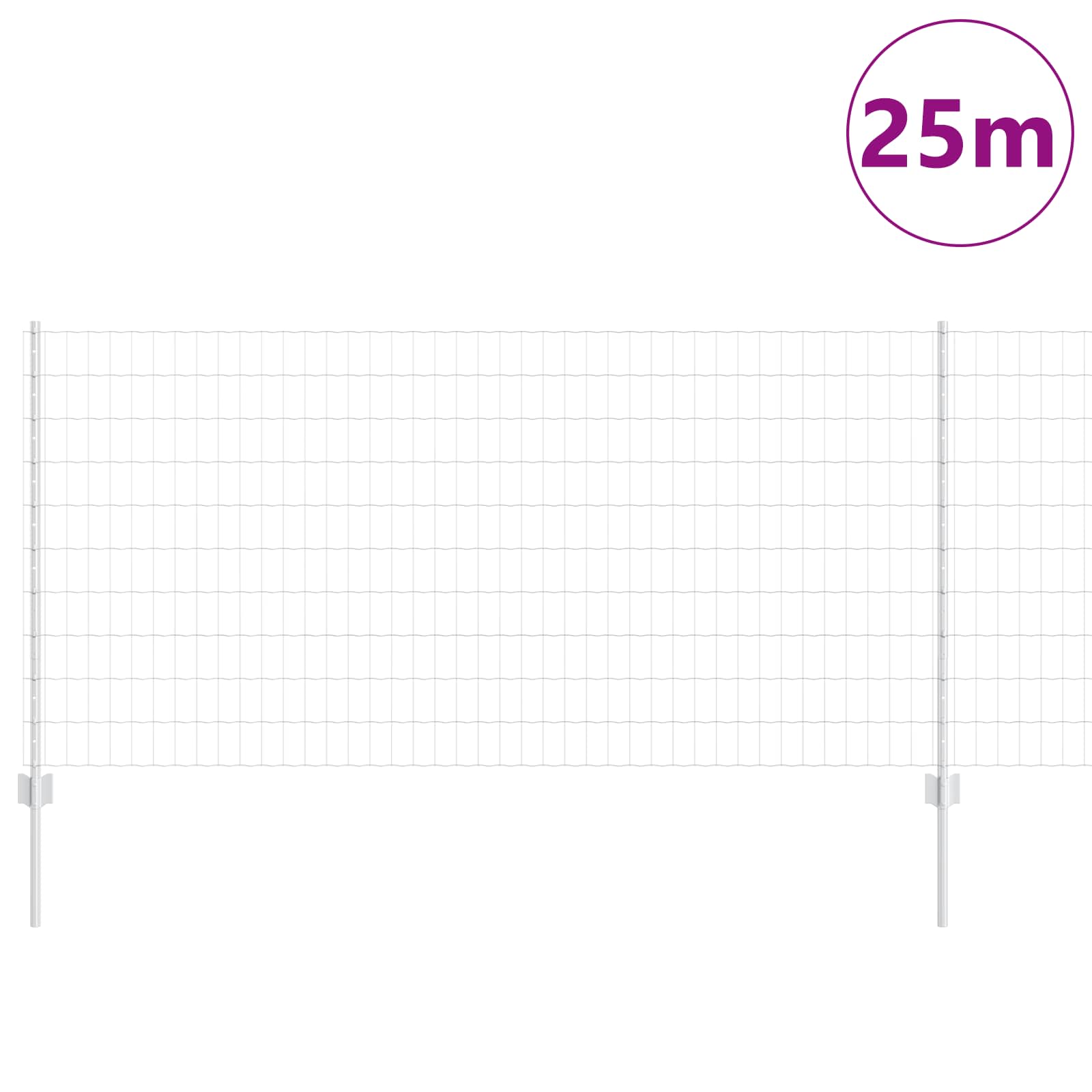 Fence with Post Silver 1 x 25 m Steel