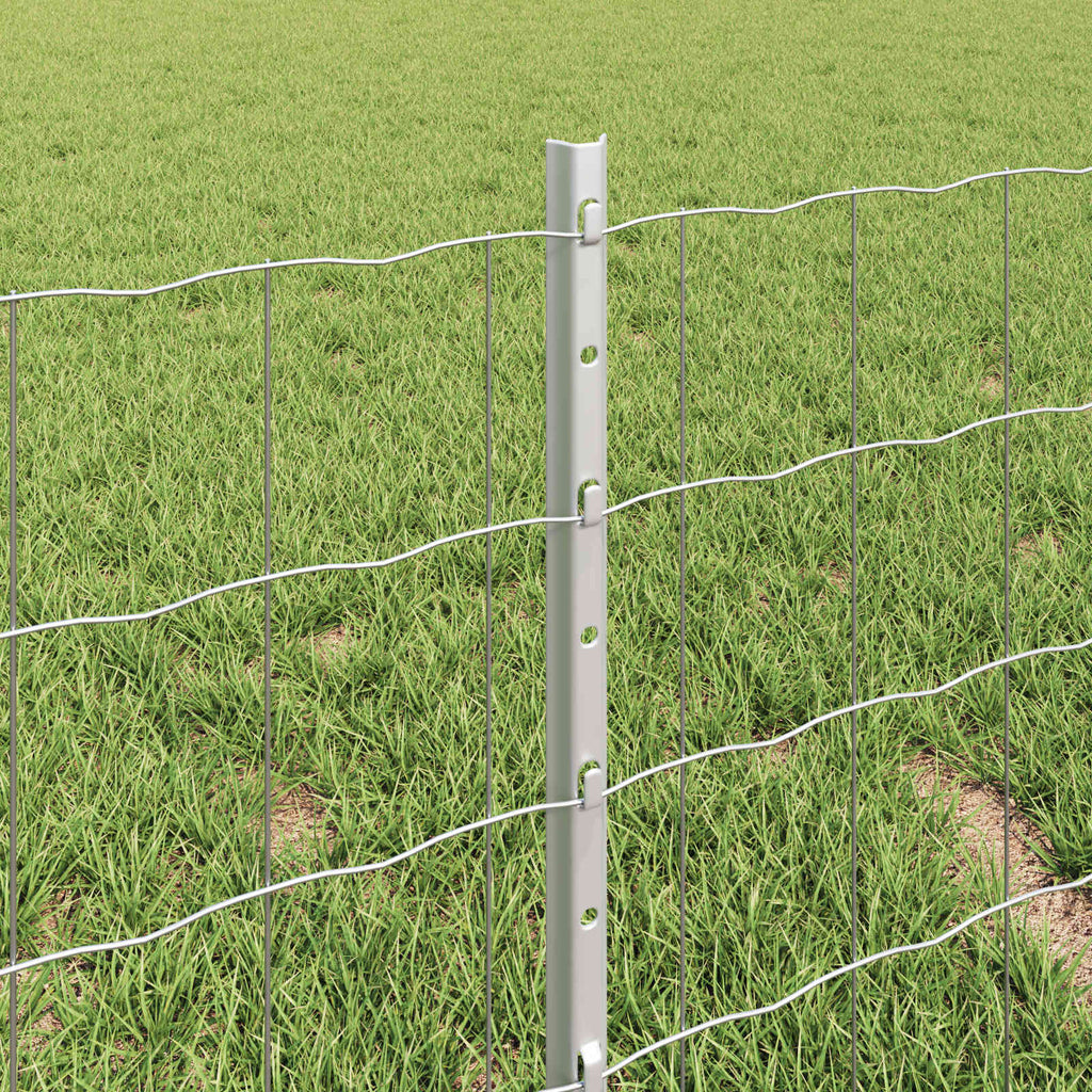 Fence with Post Silver 0.4 x 25 m Steel
