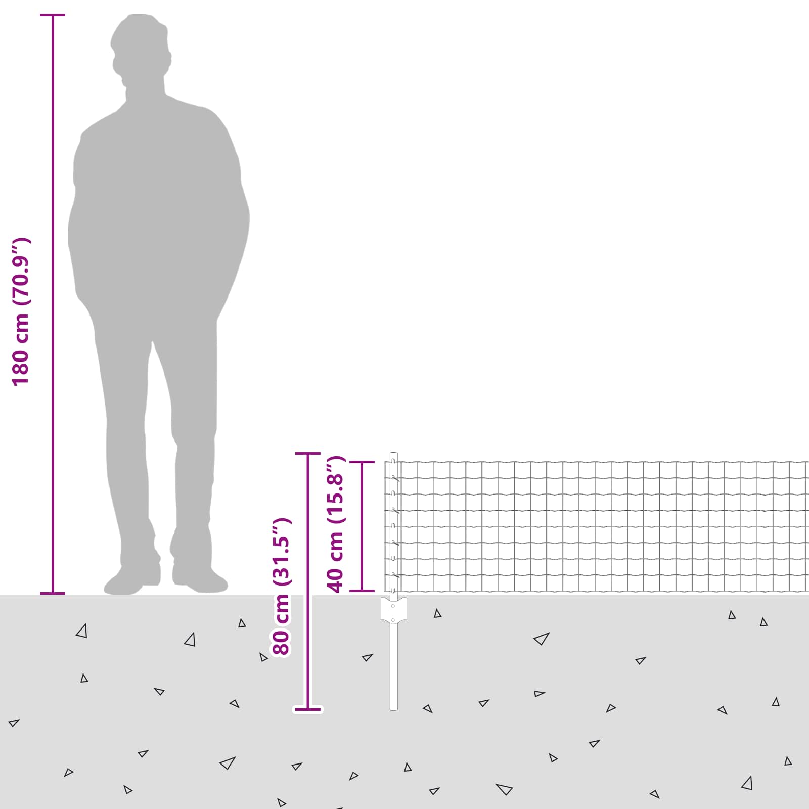 Fence with Post Silver 0.4 x 25 m Steel