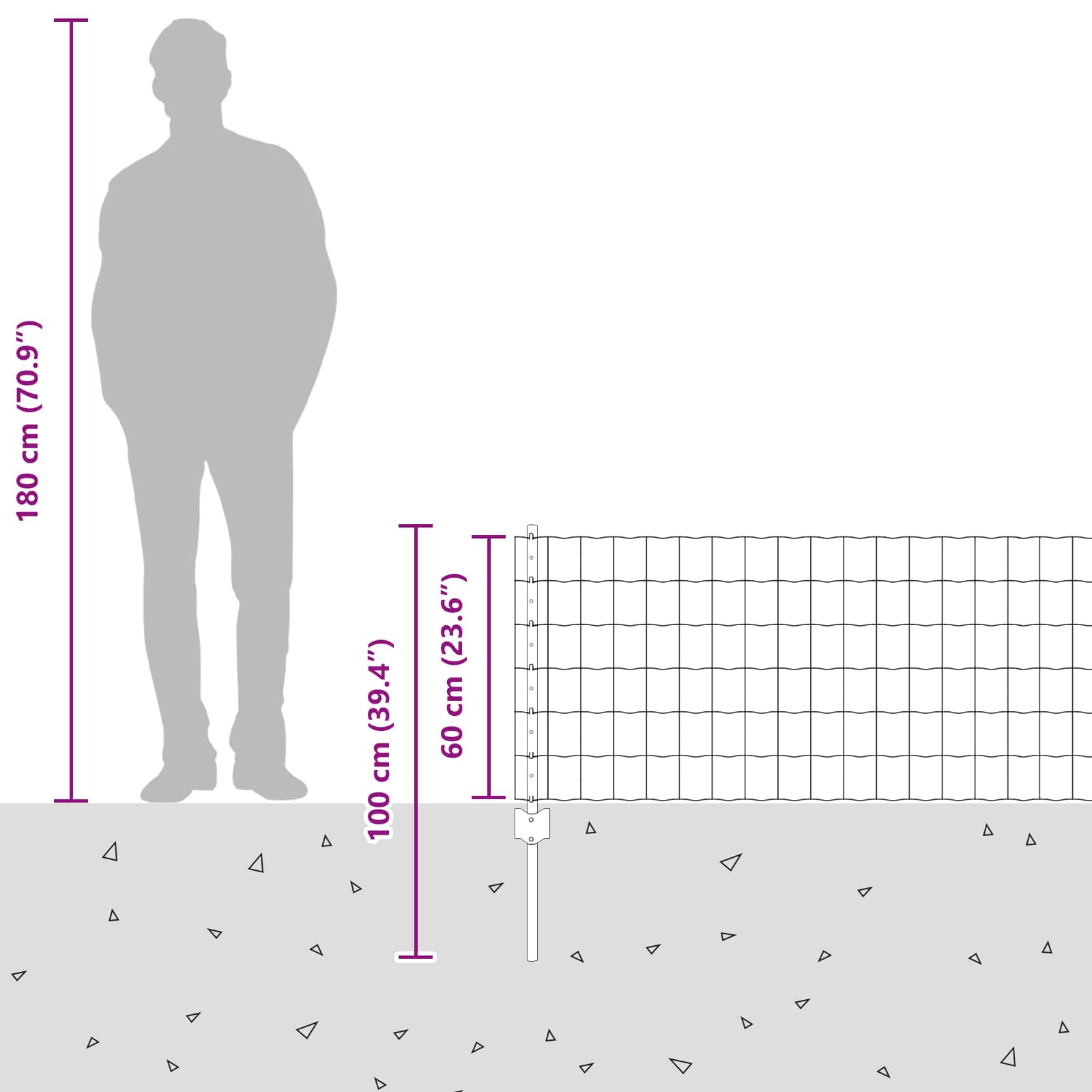 Fence with Post Silver 0.6 x 25 m Steel