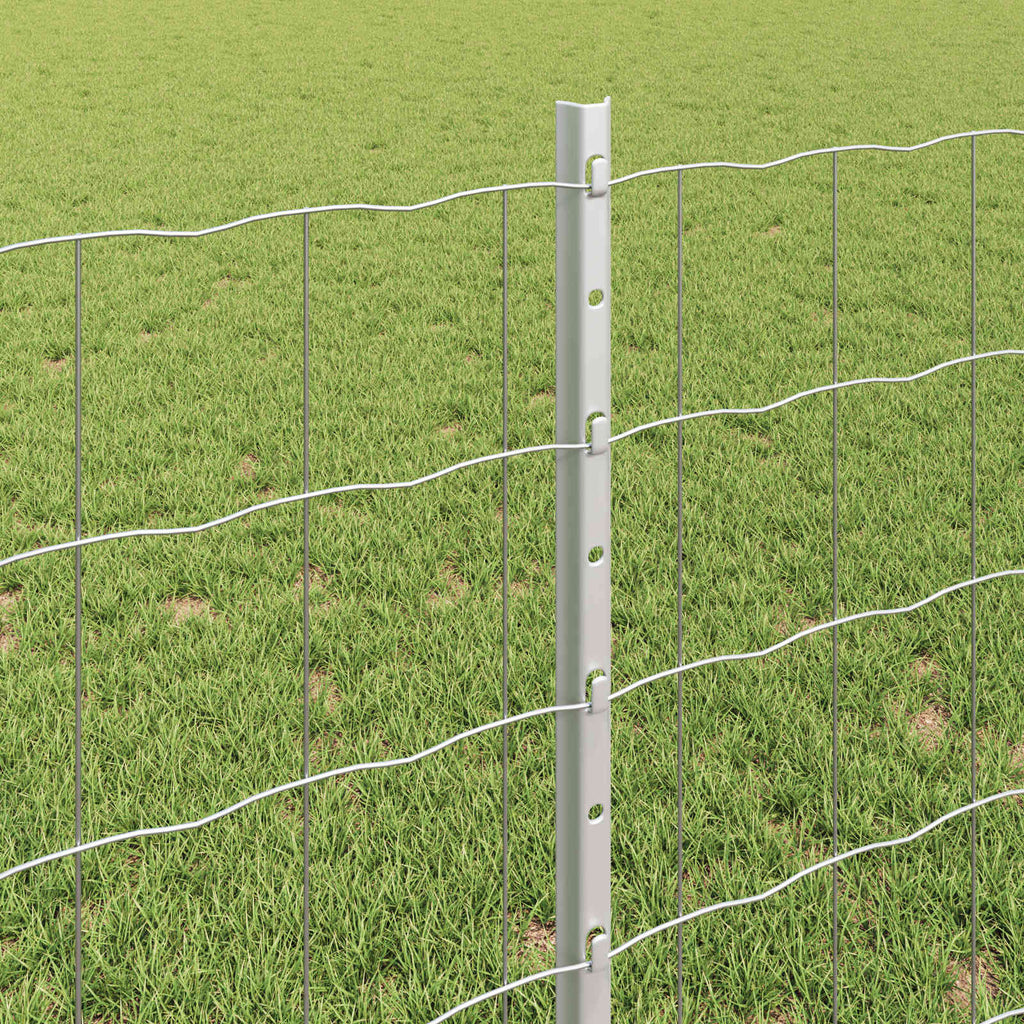 Fence with Post Silver 0.8 x 25 m Steel