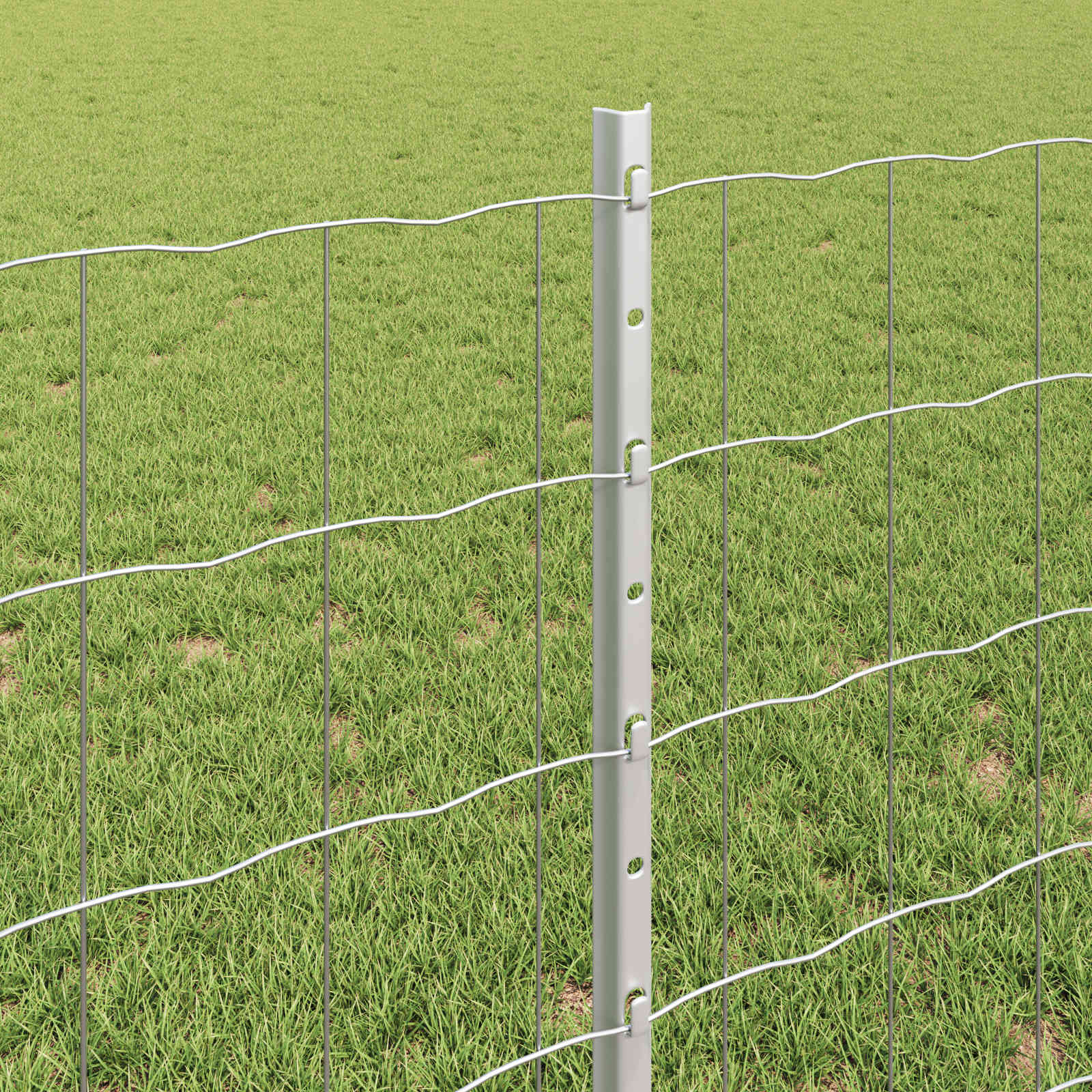 Fence with Post Silver 0.8 x 25 m Steel