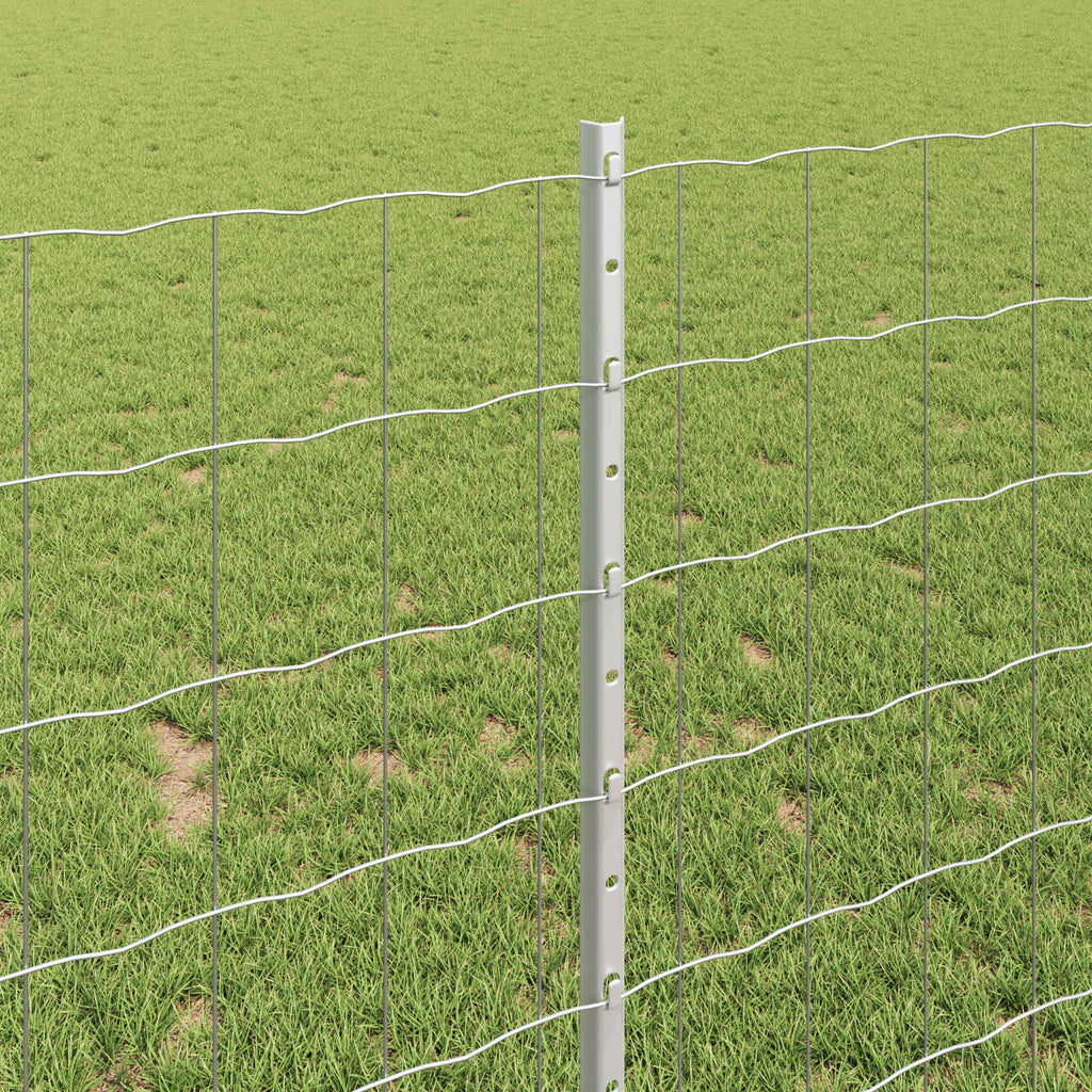 Fence with Post Silver 1 x 25 m Steel