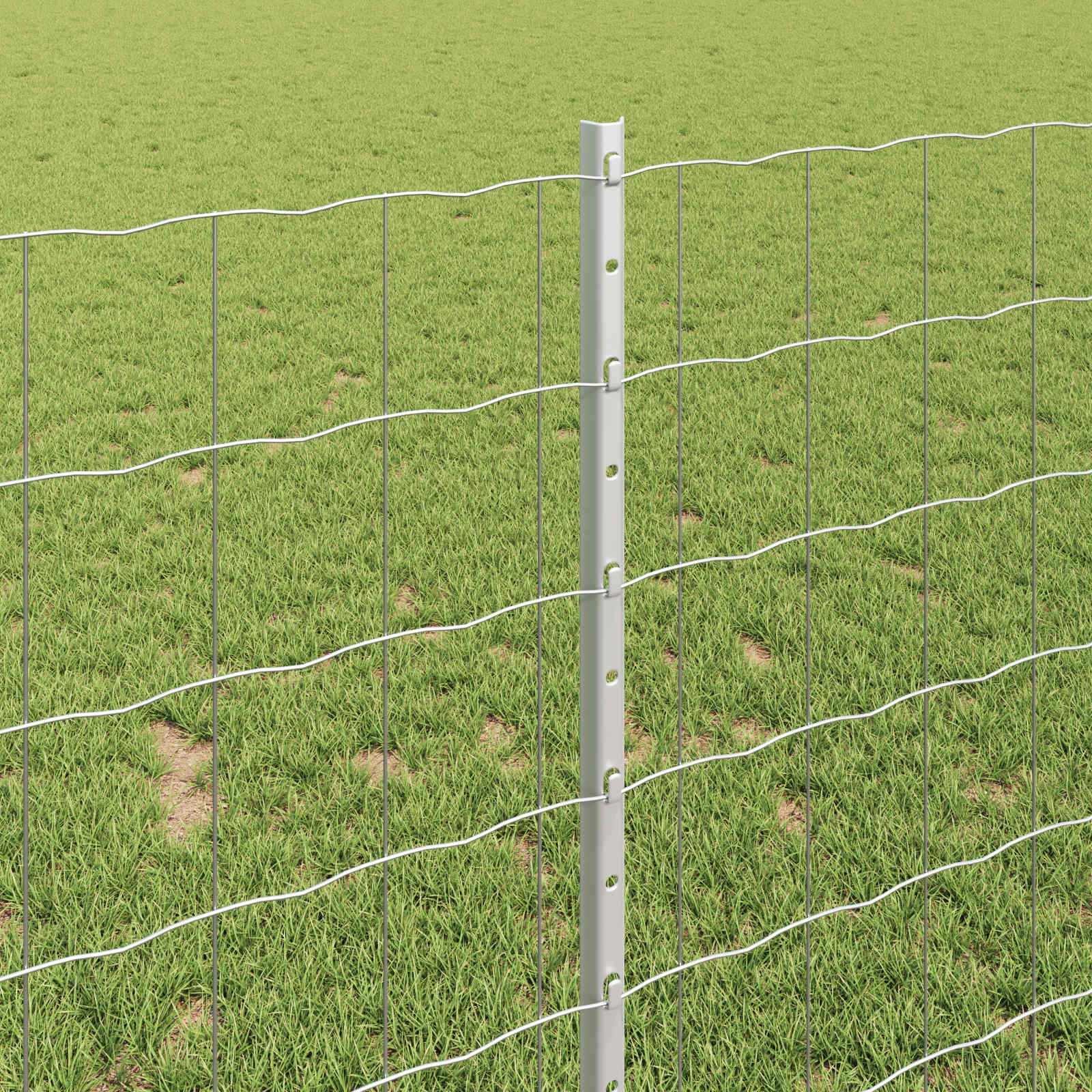 Fence with Post Silver 1 x 25 m Steel