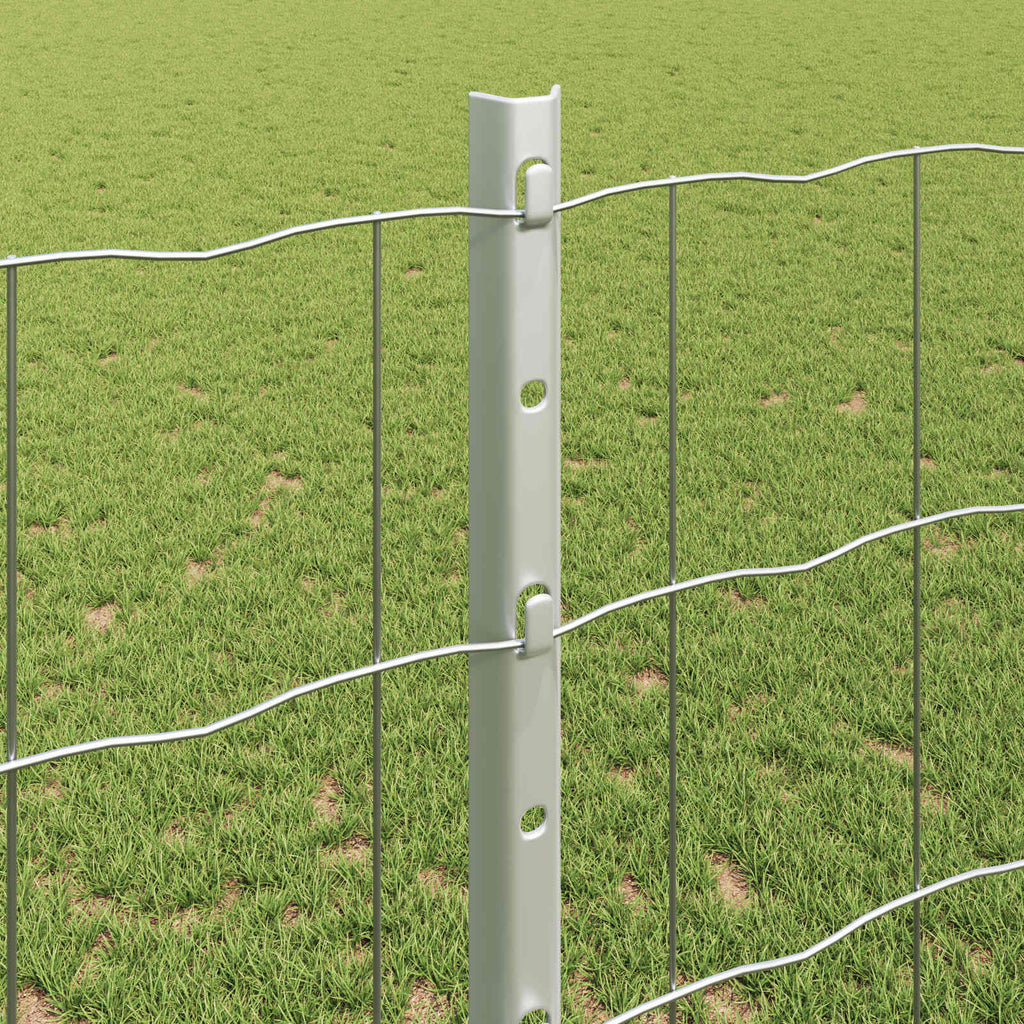 Fence with Post Silver 1.2 x 25 m Steel