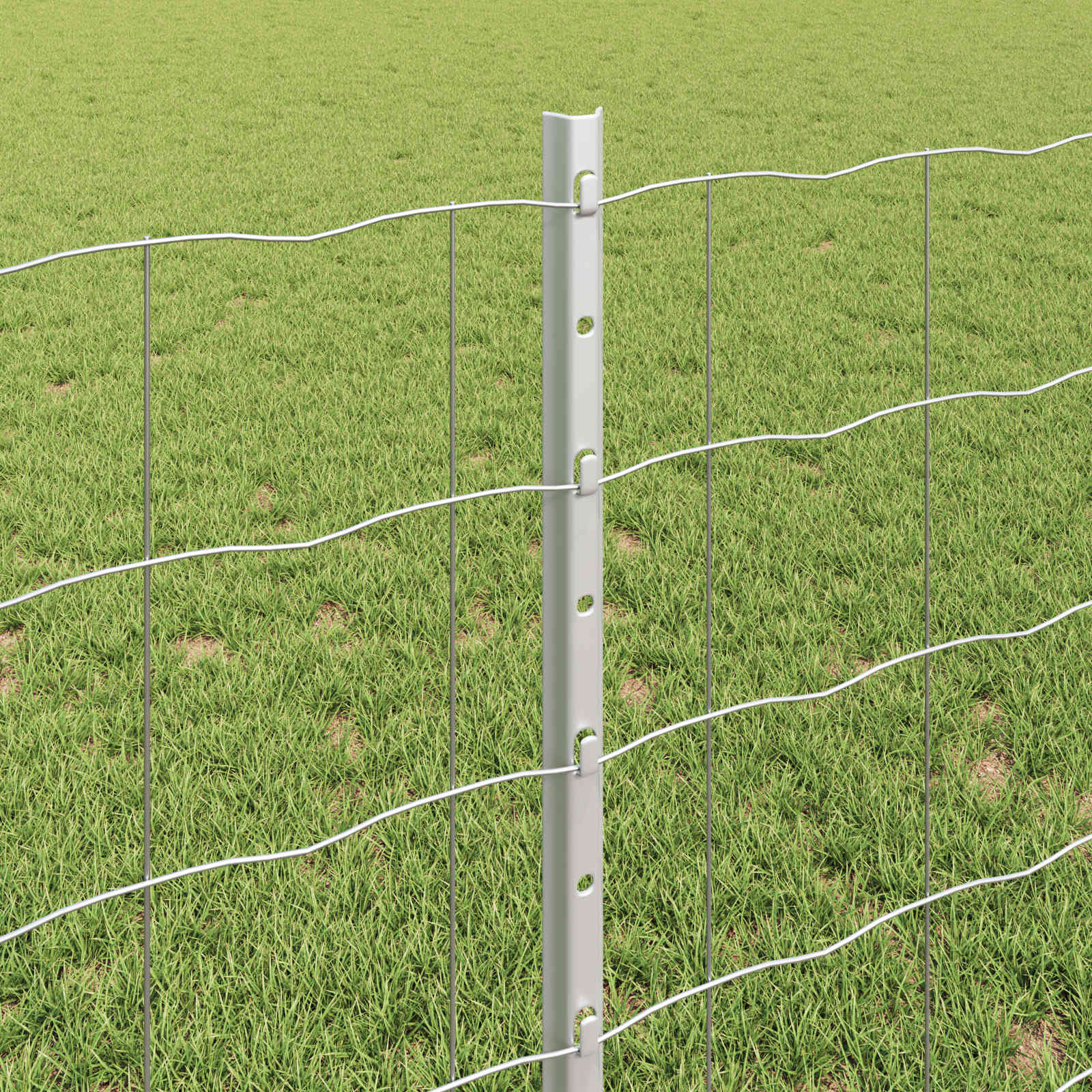 Fence with Post Silver 0.8 x 25 m Steel