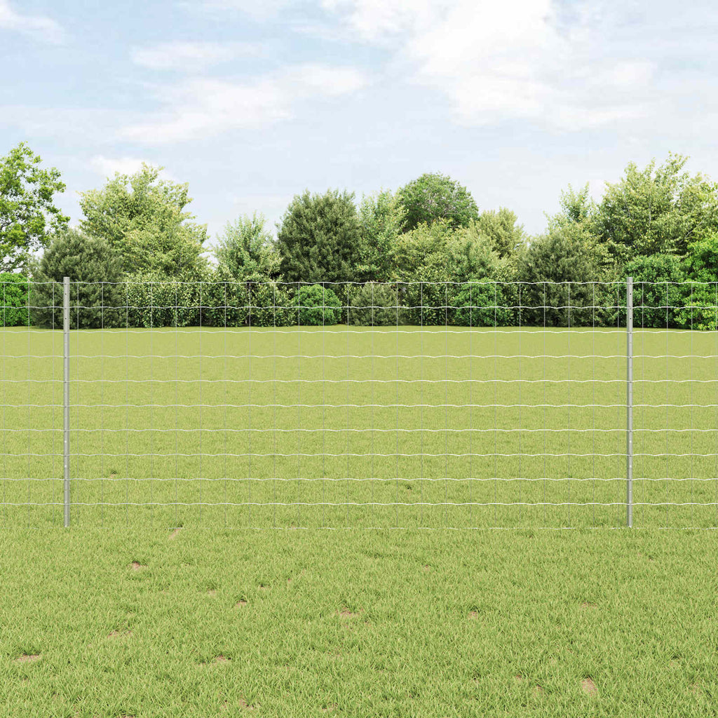 Fence with Post Silver 1 x 25 m Steel