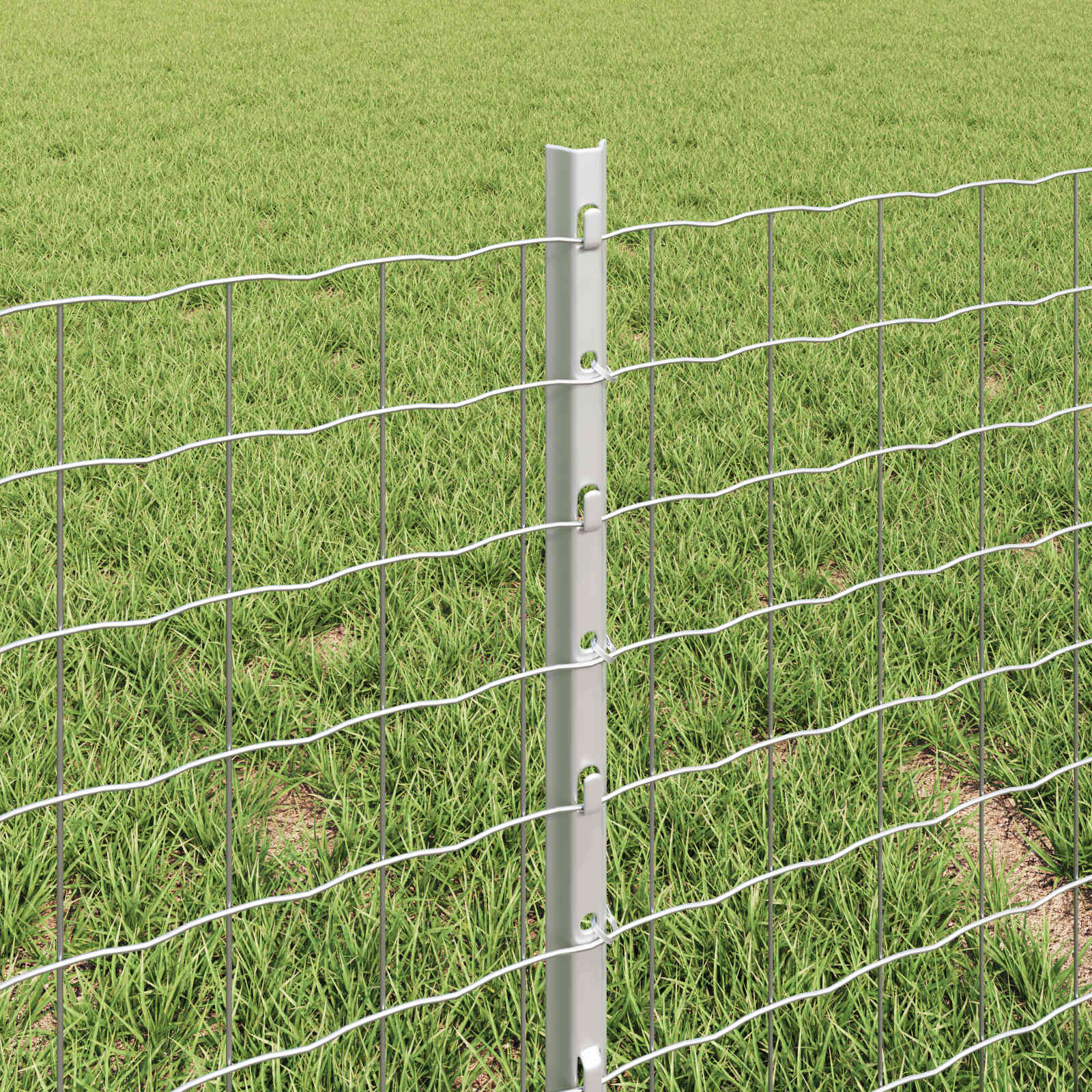 Fence with Post Silver 0.4 x 50 m Steel