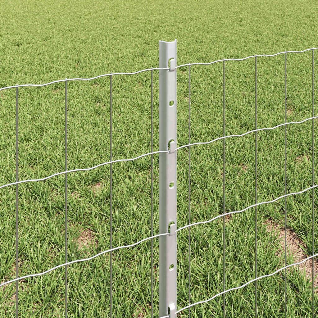 Fence with Post Silver 0.4 x 50 m Steel