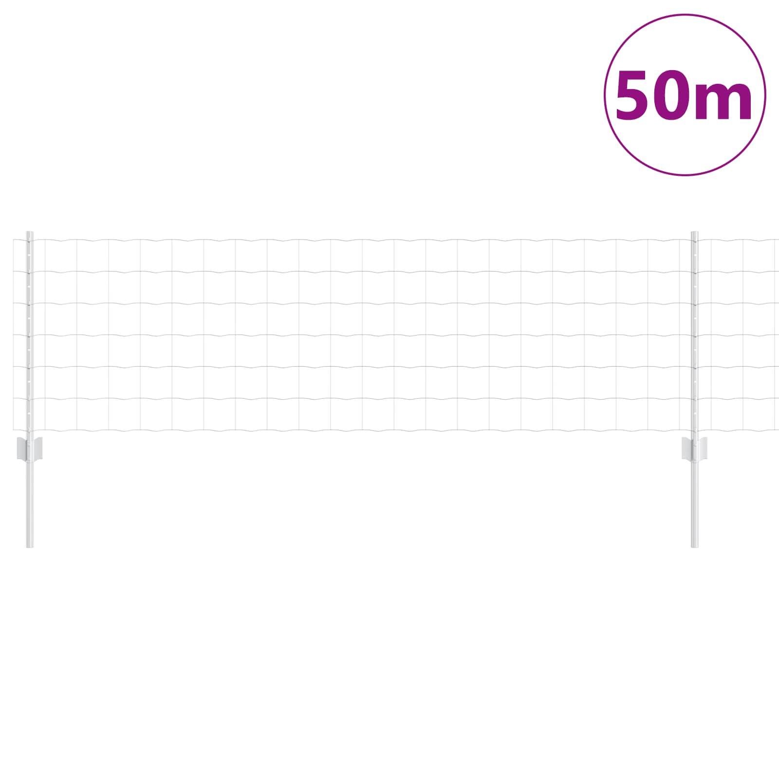 Fence with Post Silver 0.6 x 50 m Steel