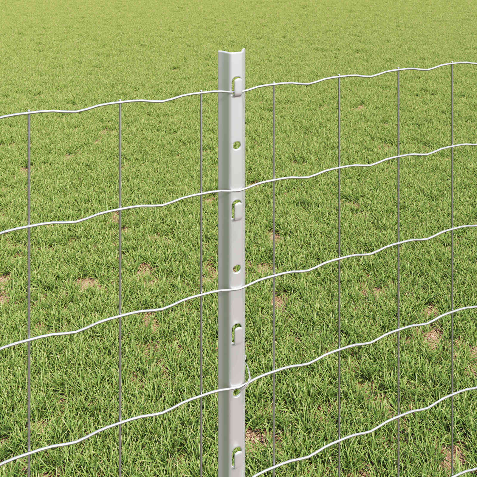 Fence with Post Silver 0.8 x 10 m Steel