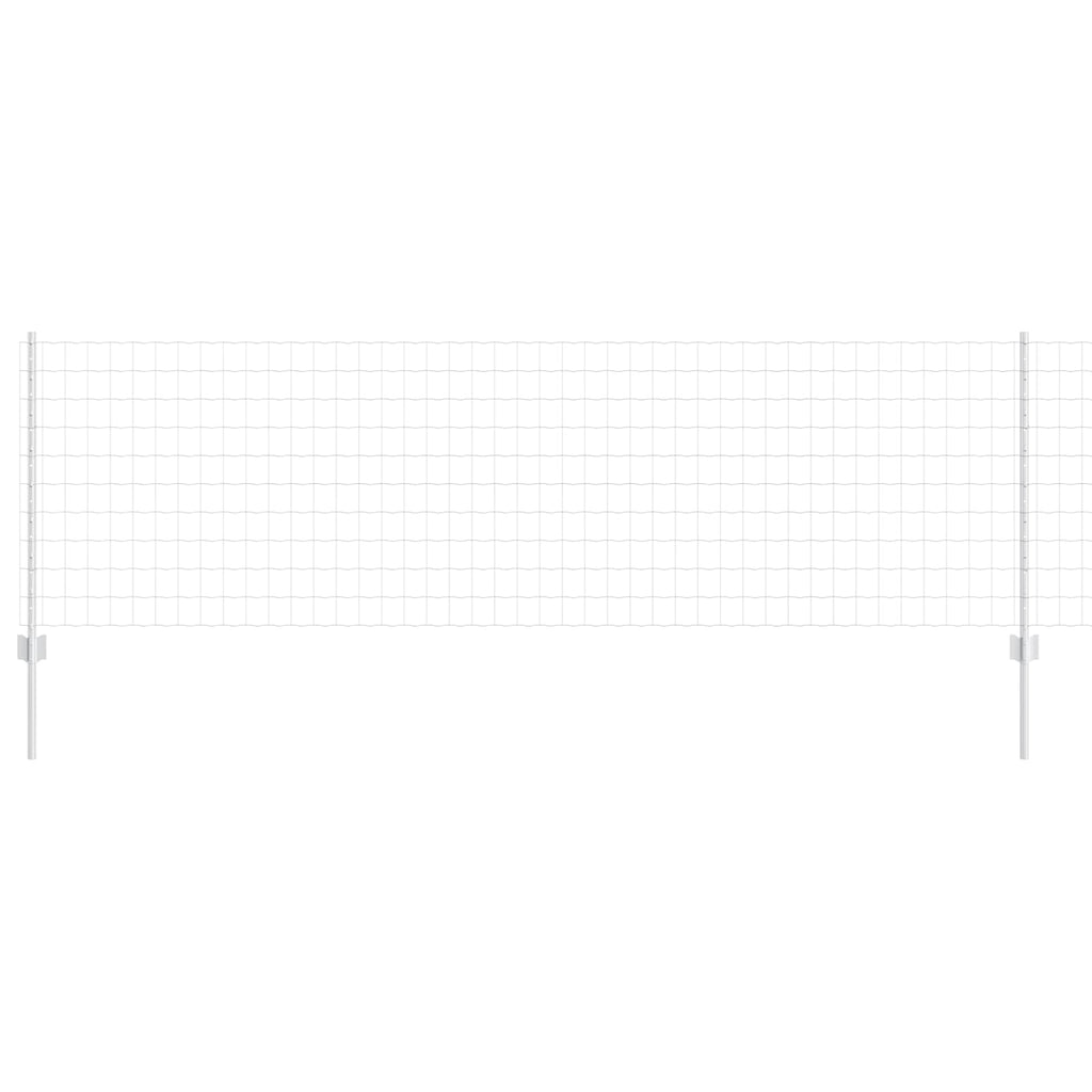 Fence with Post Silver 0.8 x 10 m Steel