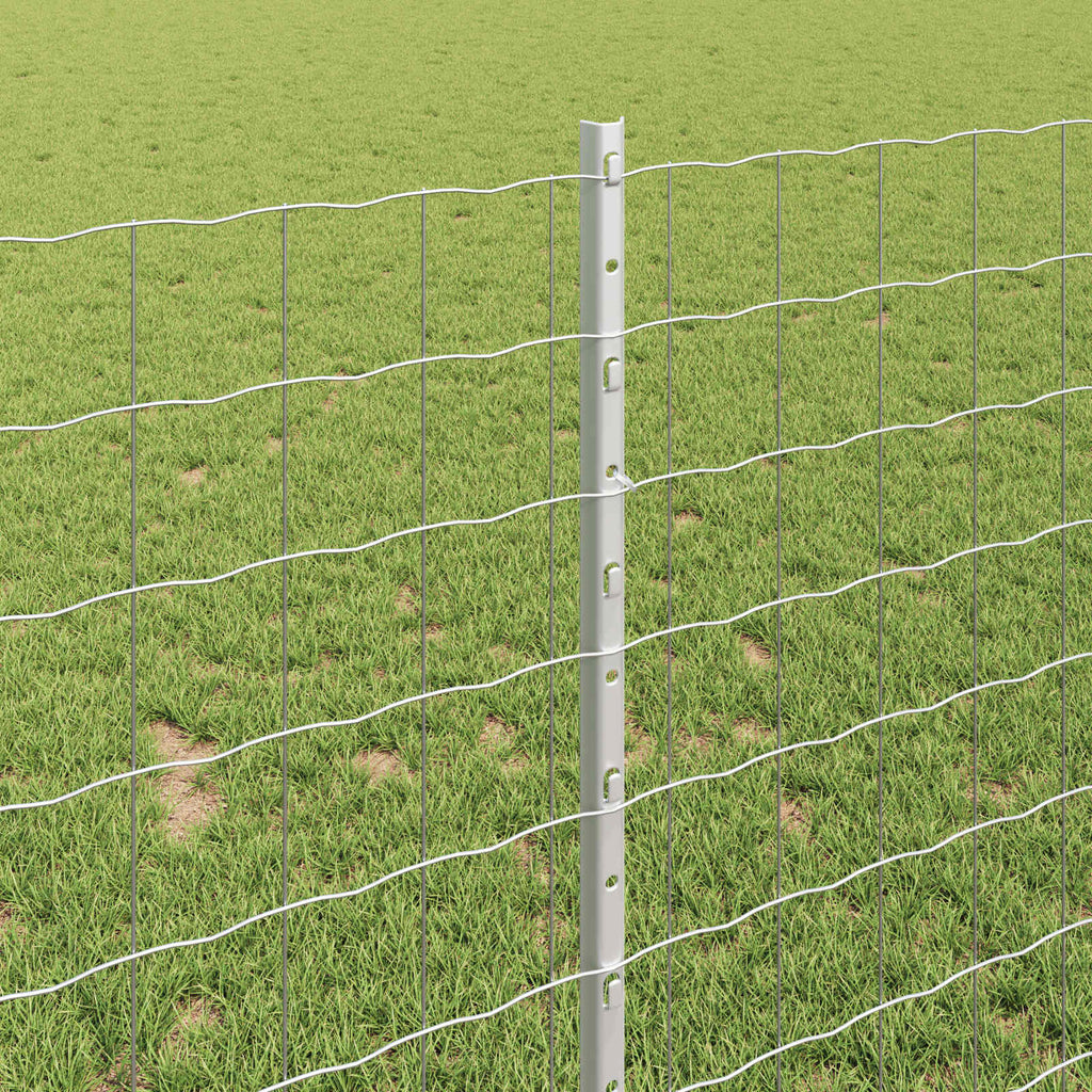 Fence with Post Silver 1 x 10 m Steel