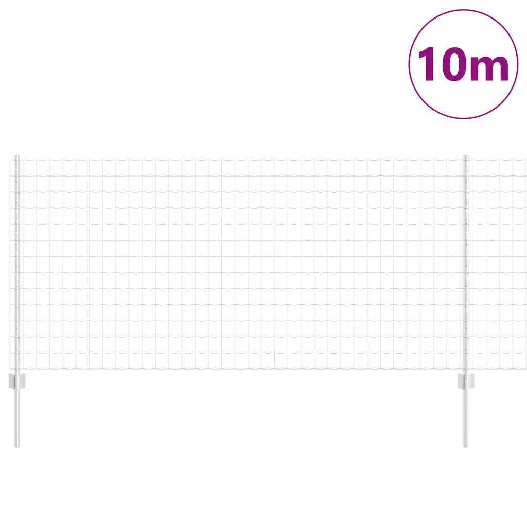 Fence with Post Silver 1 x 10 m Steel