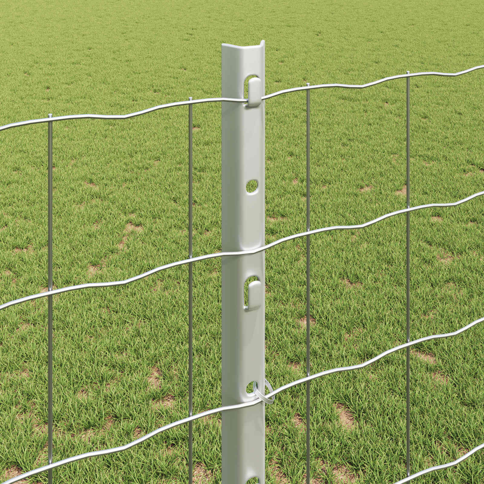 Fence with Post Silver 1.2 x 10 m Steel