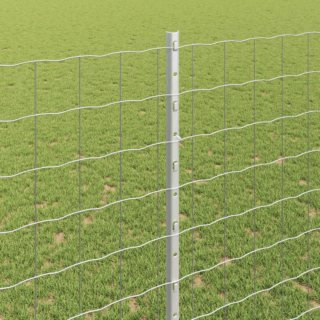 Fence with Post Silver 1.4 x 10 m Steel