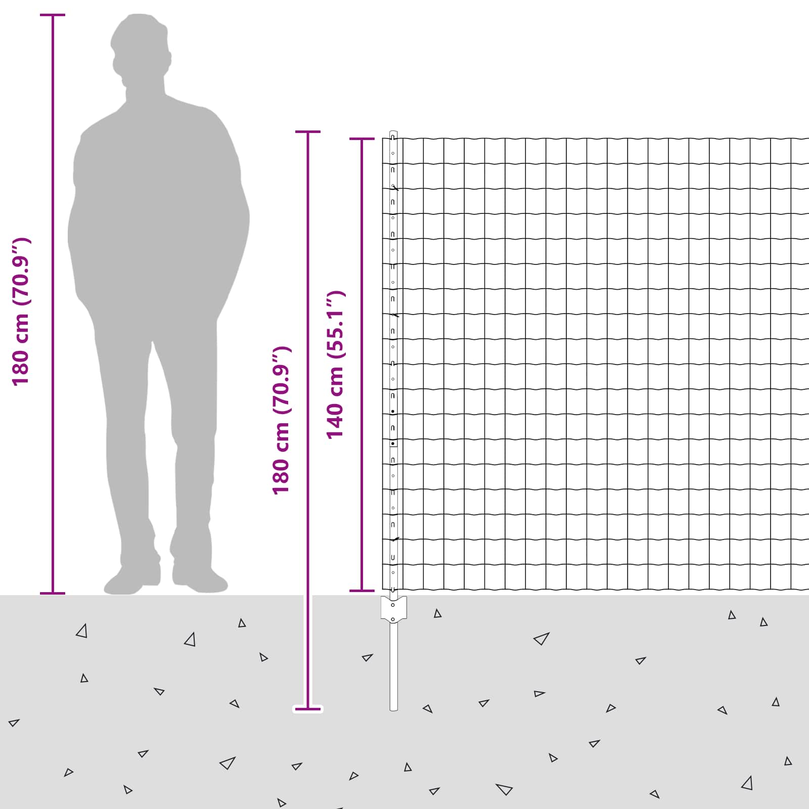 Fence with Post Silver 1.4 x 10 m Steel