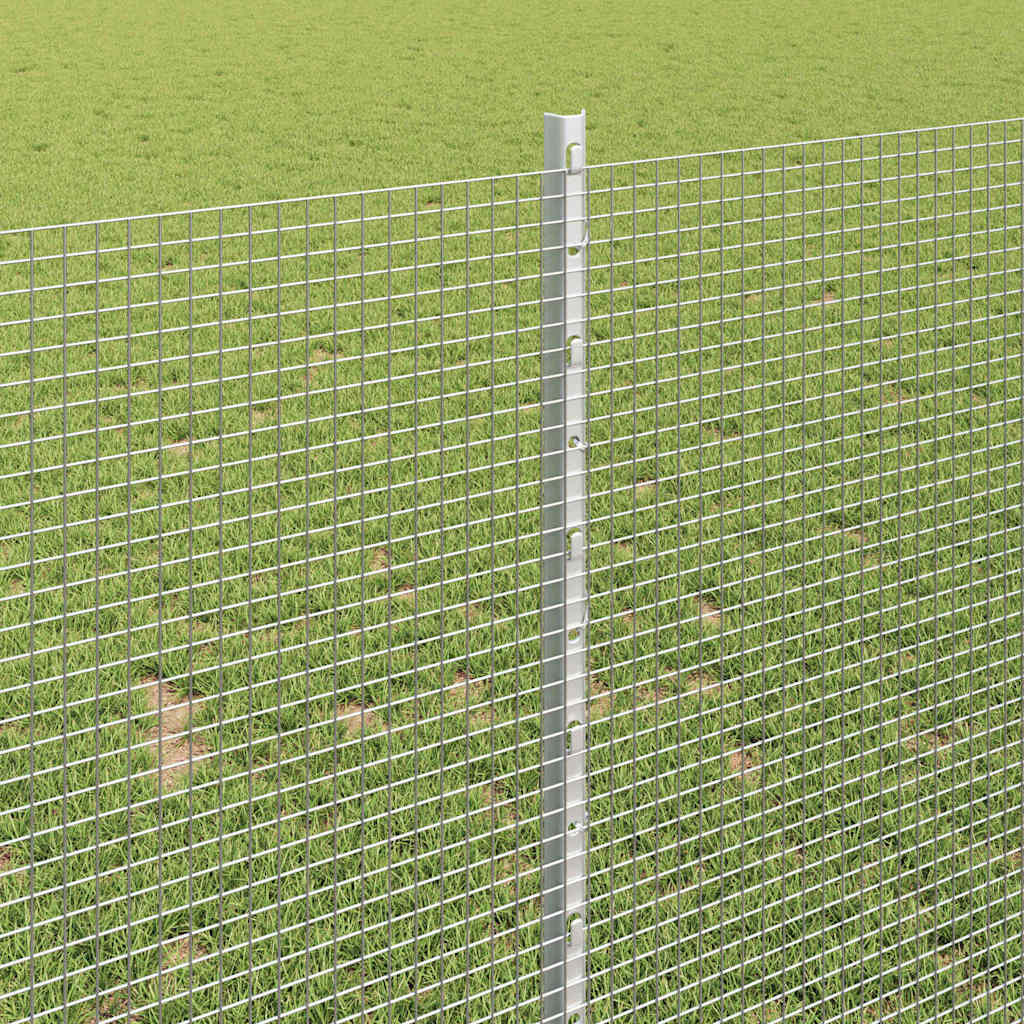 Fence with Post Silver 1 x 50 m Steel