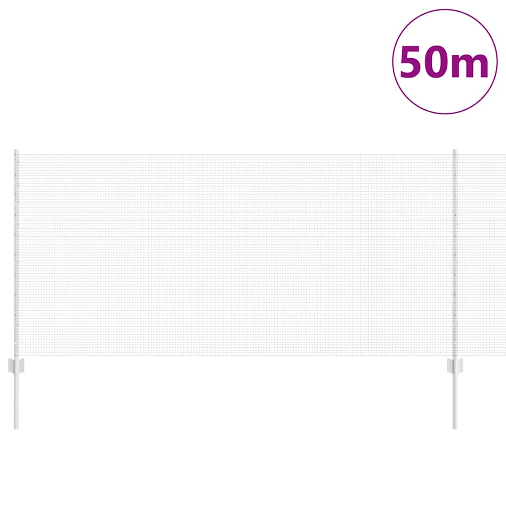 Fence with Post Silver 1 x 50 m Steel