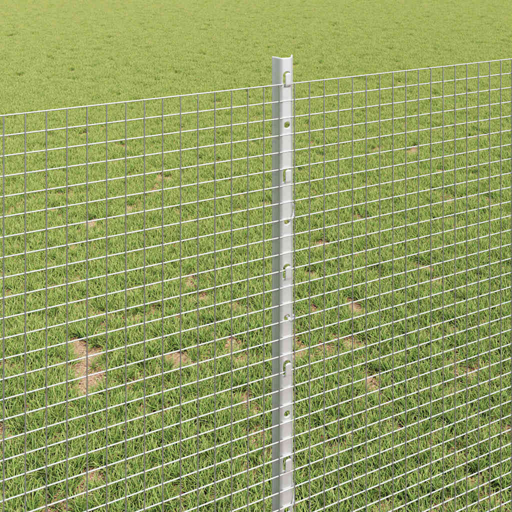 Fence with Post Silver 1 x 50 m Steel