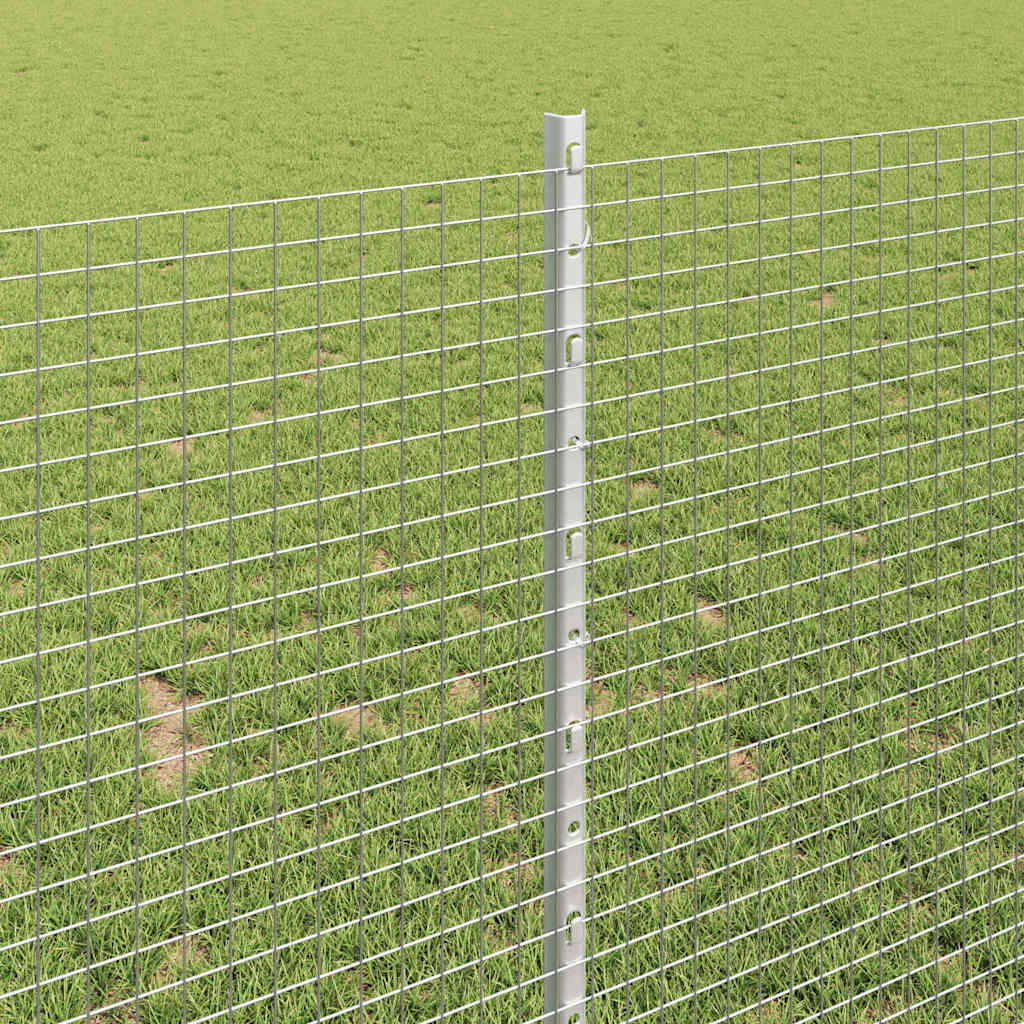 Fence with Post Silver 1 x 50 m Steel