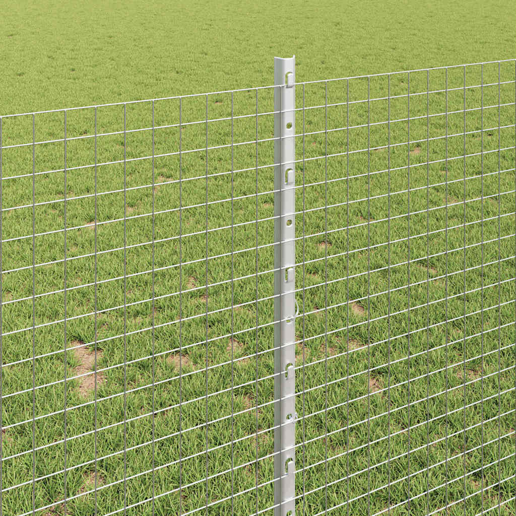 Fence with Post Silver 1 x 50 m Steel